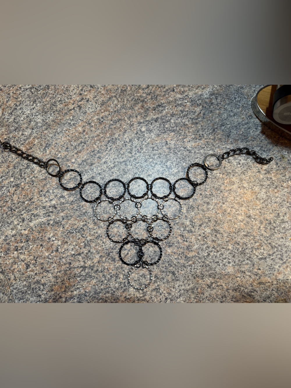Black and Silver Circle-Link Statement Necklace